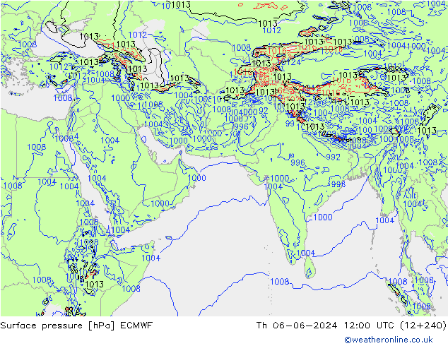 pressão do solo ECMWF Qui 06.06.2024 12 UTC
