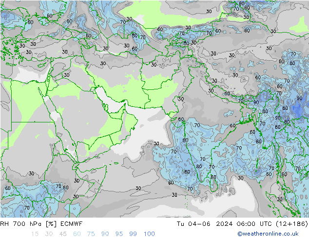 RH 700 гПа ECMWF вт 04.06.2024 06 UTC