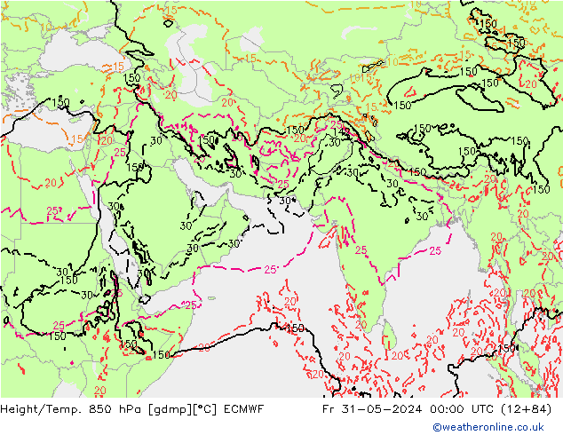 Z500/Rain (+SLP)/Z850 ECMWF Pá 31.05.2024 00 UTC