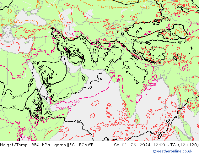 Z500/Rain (+SLP)/Z850 ECMWF sáb 01.06.2024 12 UTC