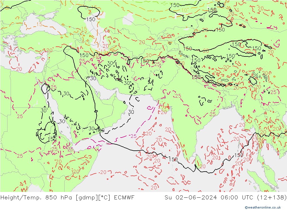 Z500/Rain (+SLP)/Z850 ECMWF Su 02.06.2024 06 UTC