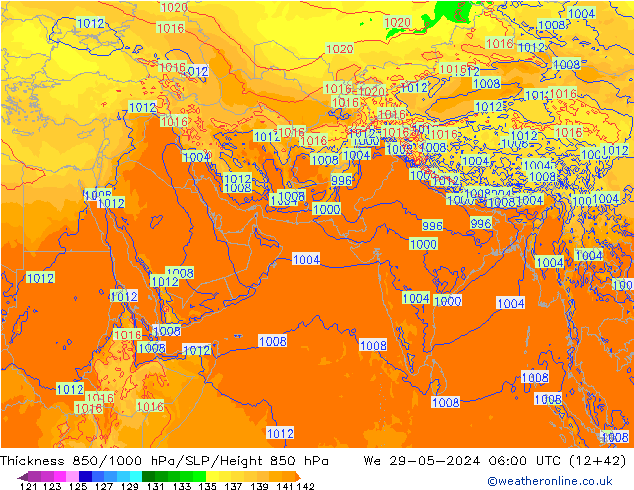 Schichtdicke 850-1000 hPa ECMWF Mi 29.05.2024 06 UTC