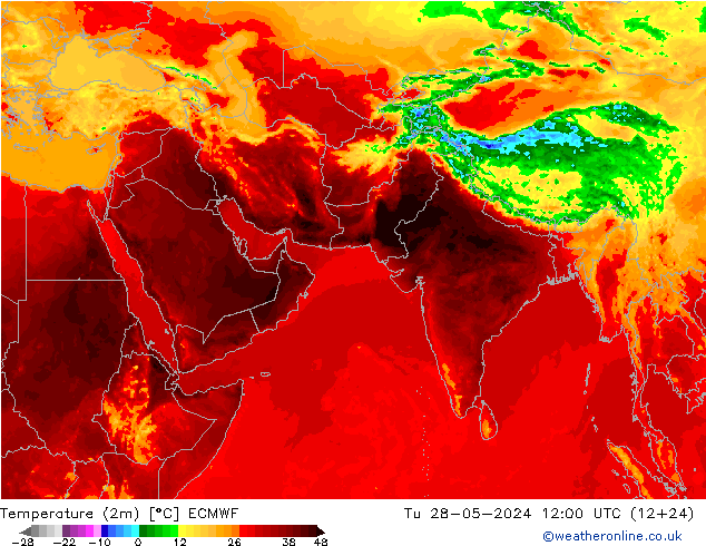 карта температуры ECMWF вт 28.05.2024 12 UTC