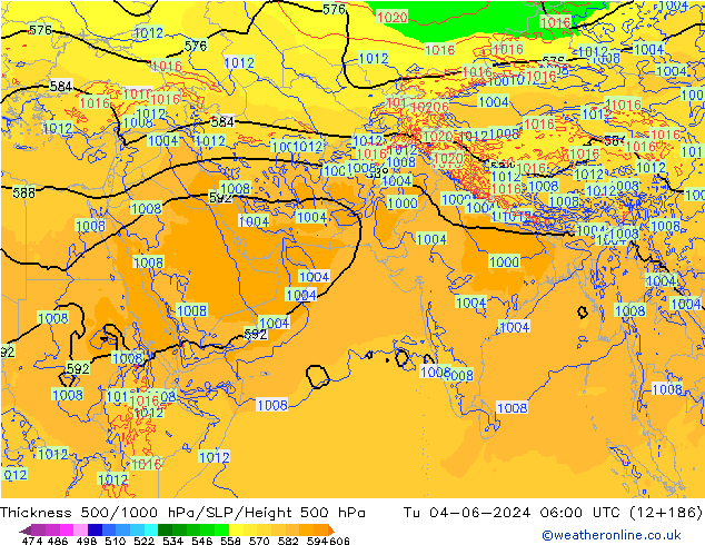 Thck 500-1000hPa ECMWF wto. 04.06.2024 06 UTC