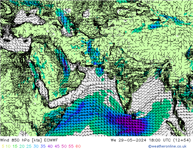 Wind 850 hPa ECMWF We 29.05.2024 18 UTC