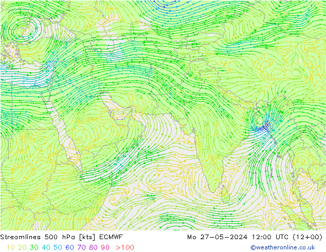 Rüzgar 500 hPa ECMWF Pzt 27.05.2024 12 UTC