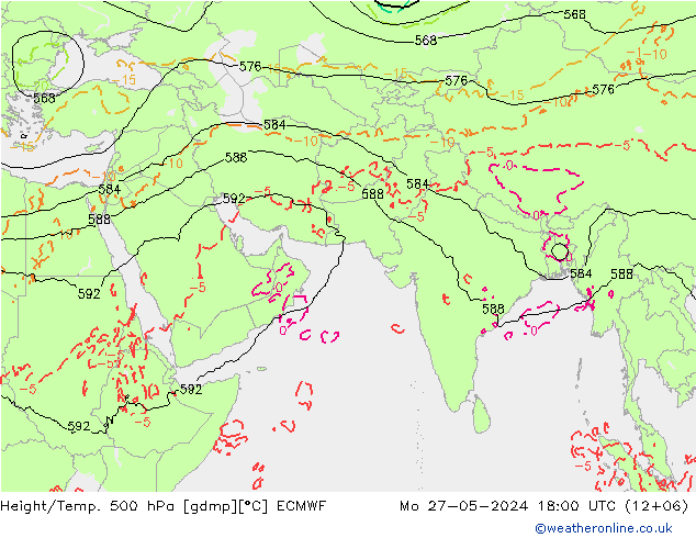 Z500/Rain (+SLP)/Z850 ECMWF Po 27.05.2024 18 UTC