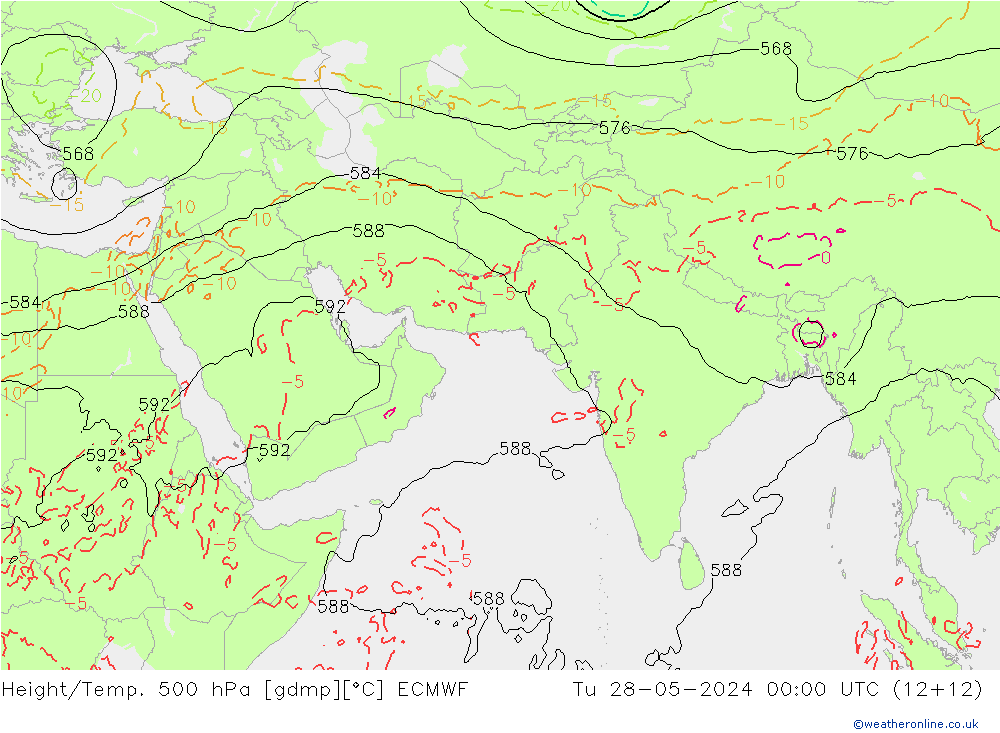 Height/Temp. 500 hPa ECMWF mar 28.05.2024 00 UTC