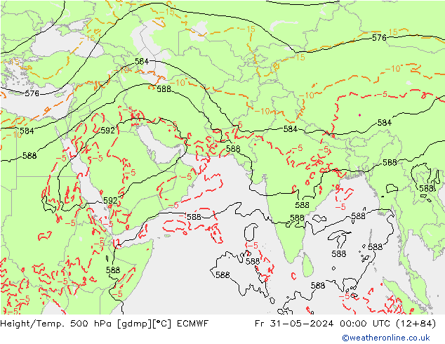 Z500/Rain (+SLP)/Z850 ECMWF Pá 31.05.2024 00 UTC