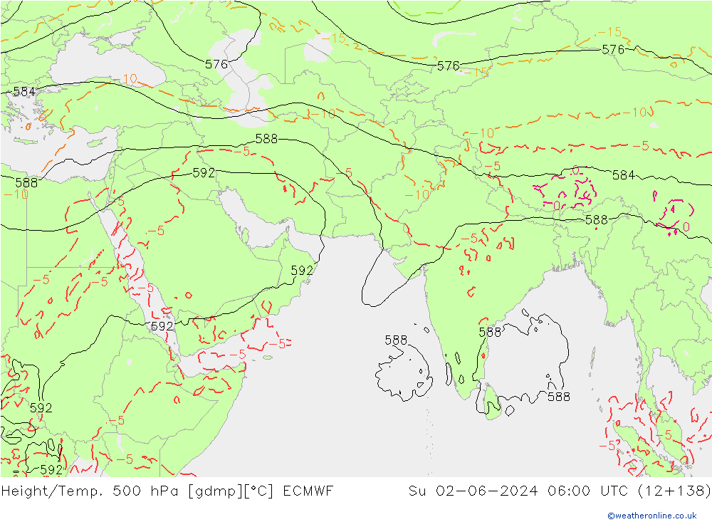 Z500/Rain (+SLP)/Z850 ECMWF Su 02.06.2024 06 UTC