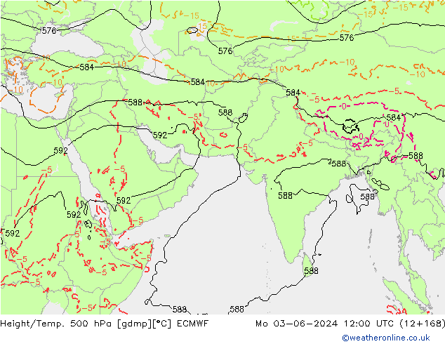 Z500/Rain (+SLP)/Z850 ECMWF Mo 03.06.2024 12 UTC