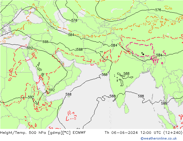 Height/Temp. 500 hPa ECMWF Th 06.06.2024 12 UTC