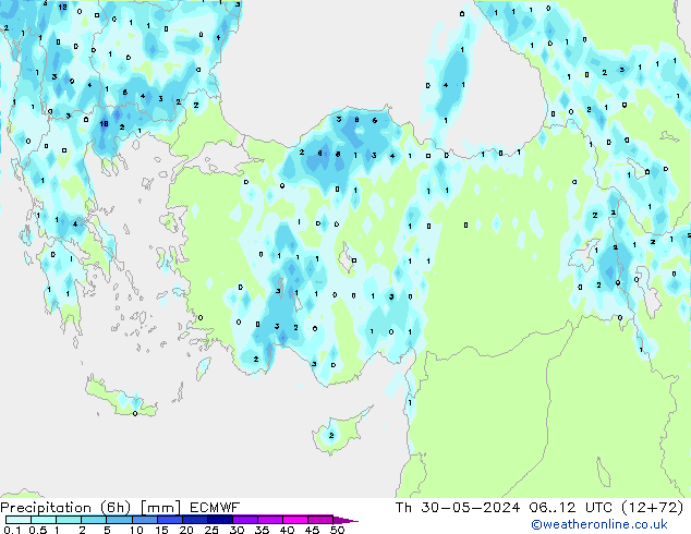 Z500/Yağmur (+YB)/Z850 ECMWF Per 30.05.2024 12 UTC