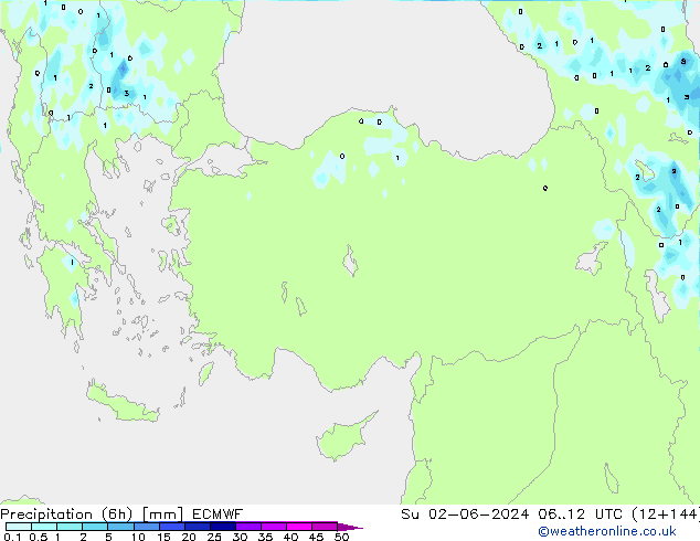 Z500/Yağmur (+YB)/Z850 ECMWF Paz 02.06.2024 12 UTC