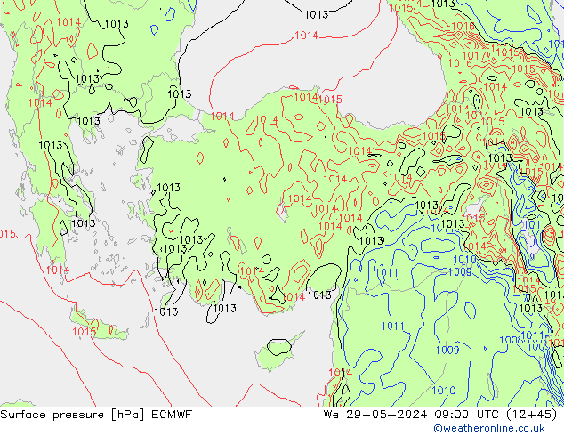 Pressione al suolo ECMWF mer 29.05.2024 09 UTC