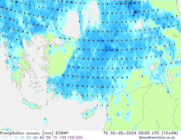 Toplam Yağış ECMWF Per 30.05.2024 09 UTC
