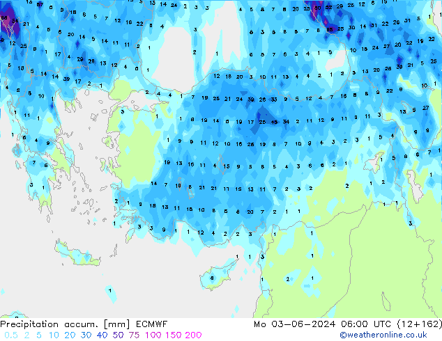 Precipitation accum. ECMWF Po 03.06.2024 06 UTC