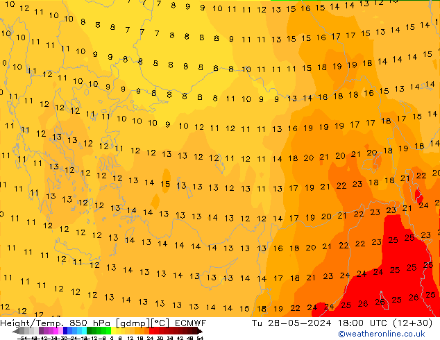 Z500/Rain (+SLP)/Z850 ECMWF mar 28.05.2024 18 UTC