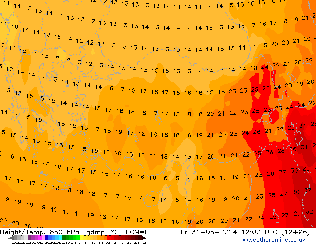 Z500/Rain (+SLP)/Z850 ECMWF пт 31.05.2024 12 UTC