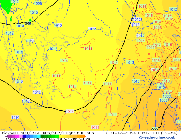 500-1000 hPa Kalınlığı ECMWF Cu 31.05.2024 00 UTC