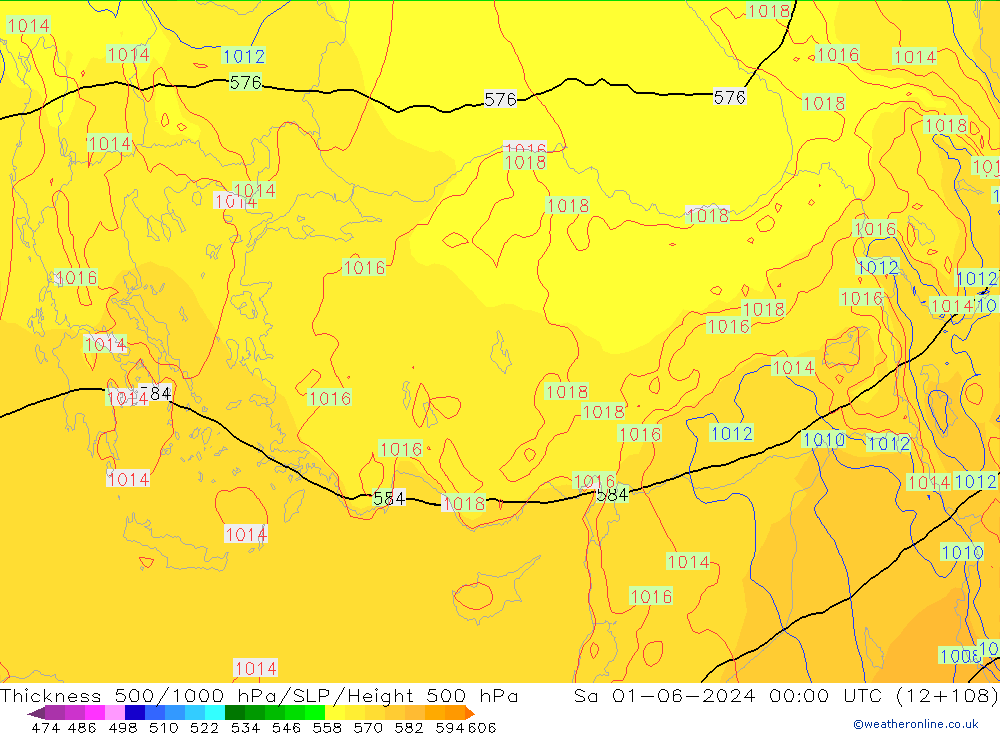 Thck 500-1000гПа ECMWF сб 01.06.2024 00 UTC