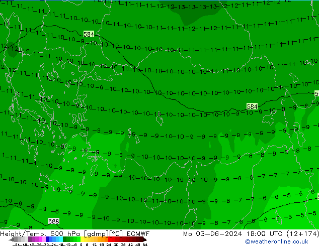 Z500/Rain (+SLP)/Z850 ECMWF lun 03.06.2024 18 UTC