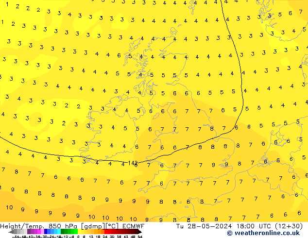 Z500/Rain (+SLP)/Z850 ECMWF Tu 28.05.2024 18 UTC