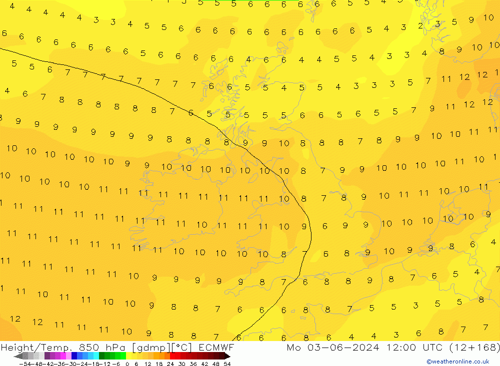 Z500/Rain (+SLP)/Z850 ECMWF  03.06.2024 12 UTC