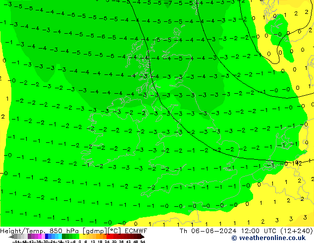 Height/Temp. 850 hPa ECMWF  06.06.2024 12 UTC