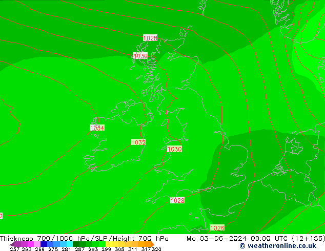 700-1000 hPa Kalınlığı ECMWF Pzt 03.06.2024 00 UTC