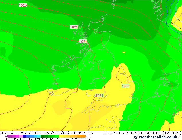 Thck 850-1000 hPa ECMWF Tu 04.06.2024 00 UTC