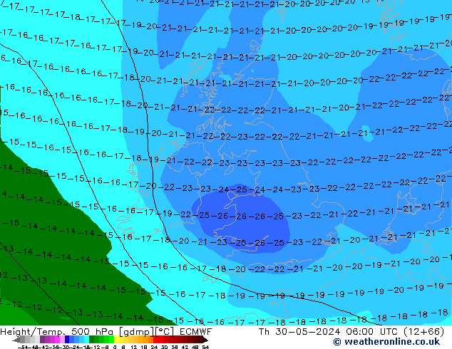 Z500/Rain (+SLP)/Z850 ECMWF  30.05.2024 06 UTC