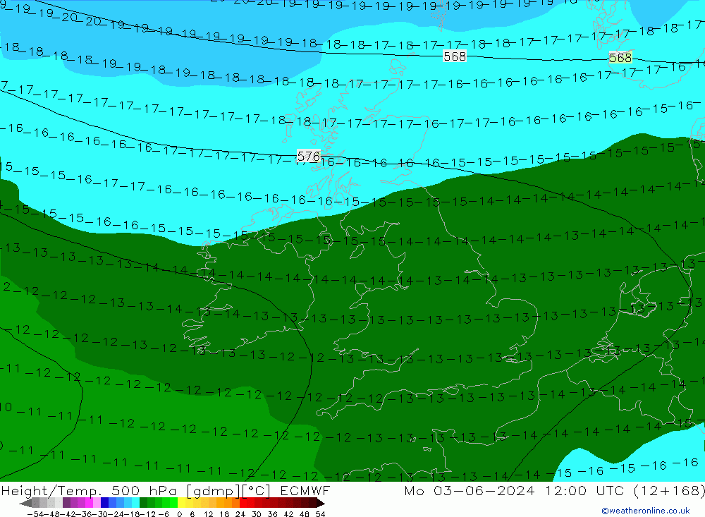 Z500/Rain (+SLP)/Z850 ECMWF  03.06.2024 12 UTC