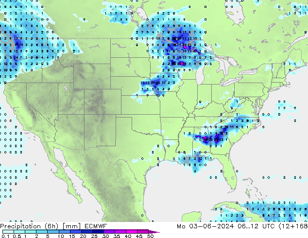 Z500/Yağmur (+YB)/Z850 ECMWF Pzt 03.06.2024 12 UTC