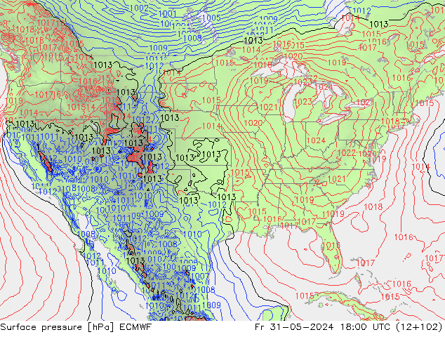 Surface pressure ECMWF Fr 31.05.2024 18 UTC