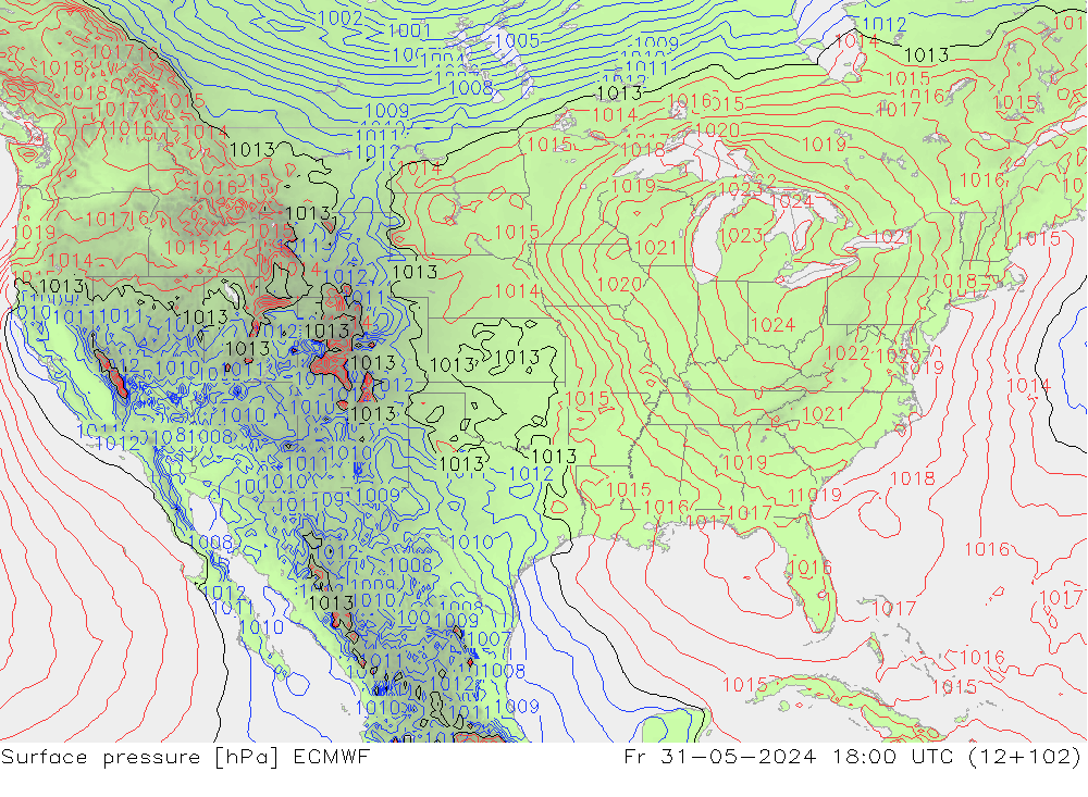 pression de l'air ECMWF ven 31.05.2024 18 UTC