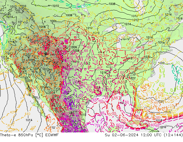 Theta-e 850hPa ECMWF nie. 02.06.2024 12 UTC