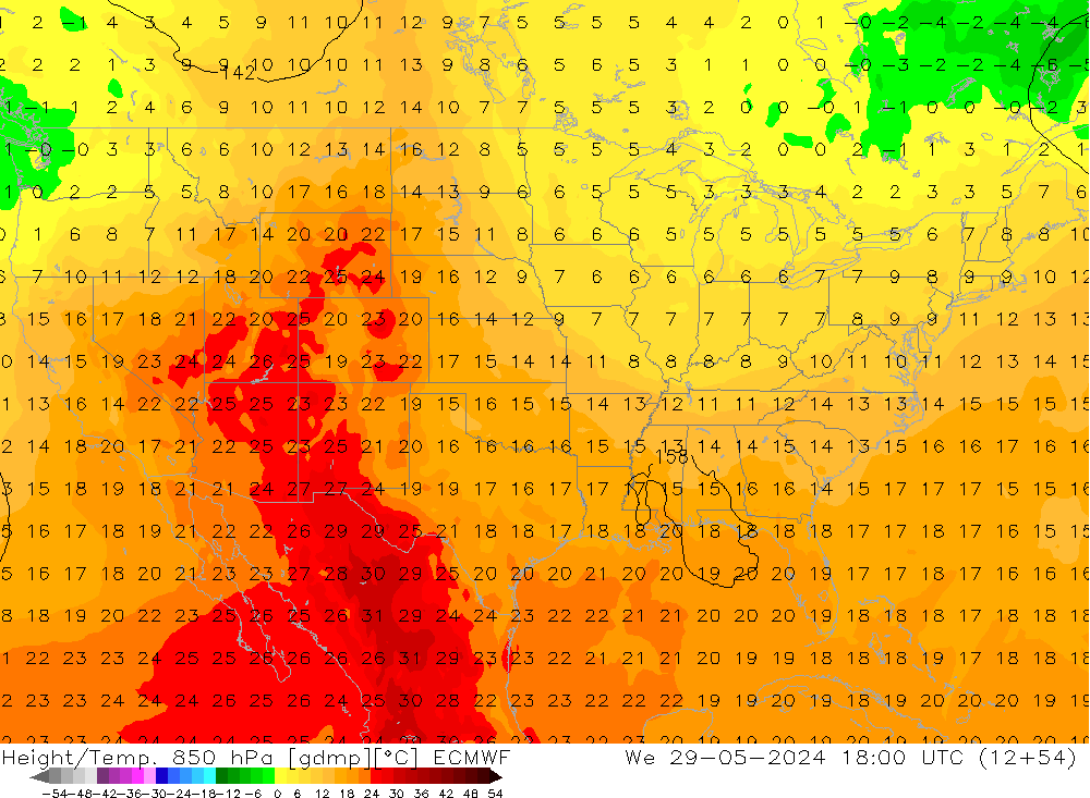 Z500/Rain (+SLP)/Z850 ECMWF St 29.05.2024 18 UTC