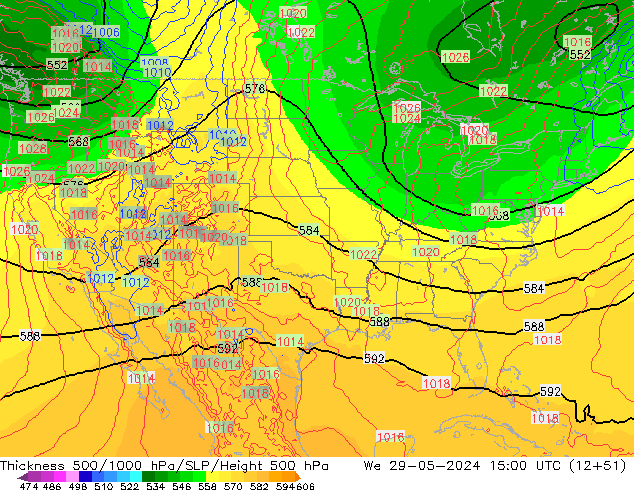 500-1000 hPa Kalınlığı ECMWF Çar 29.05.2024 15 UTC