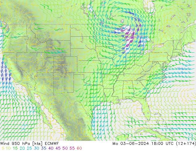 Wind 950 hPa ECMWF Mo 03.06.2024 18 UTC