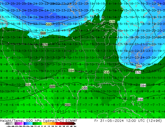 Z500/Rain (+SLP)/Z850 ECMWF pt. 31.05.2024 12 UTC