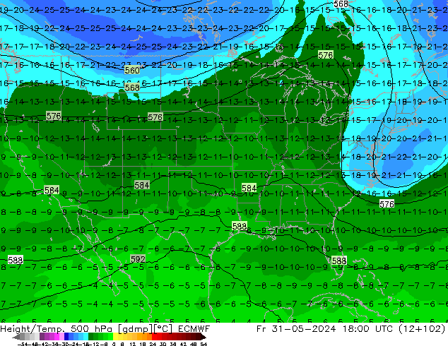 Z500/Rain (+SLP)/Z850 ECMWF Pá 31.05.2024 18 UTC