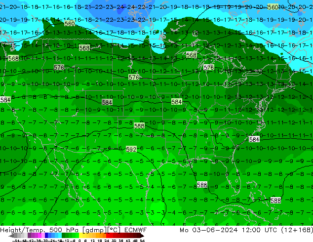 Z500/Rain (+SLP)/Z850 ECMWF Mo 03.06.2024 12 UTC