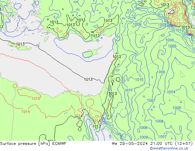Yer basıncı ECMWF Çar 29.05.2024 21 UTC