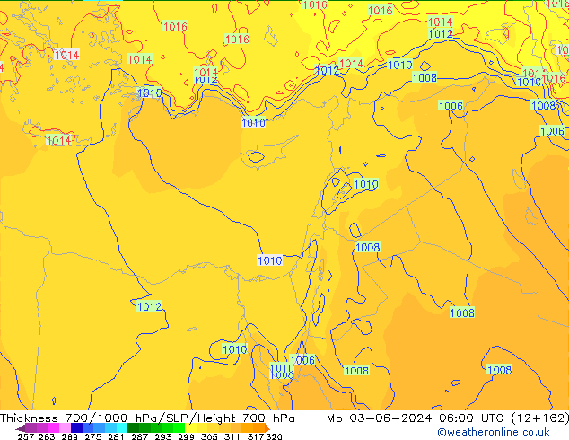 Dikte700-1000 hPa ECMWF ma 03.06.2024 06 UTC