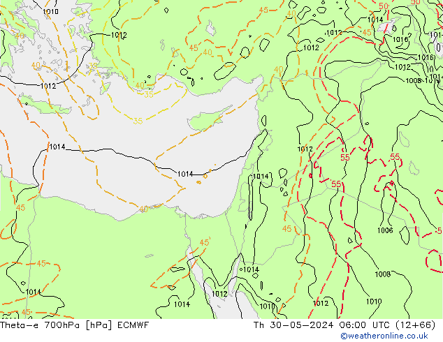 Theta-e 700hPa ECMWF Per 30.05.2024 06 UTC