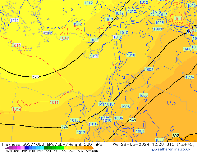 Thck 500-1000hPa ECMWF We 29.05.2024 12 UTC