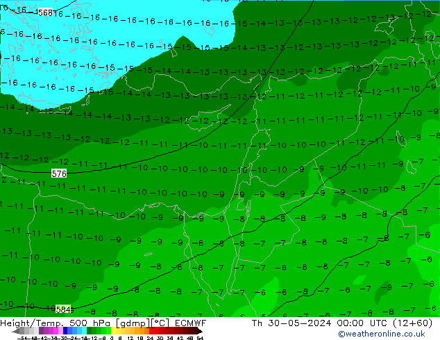 Z500/Rain (+SLP)/Z850 ECMWF Qui 30.05.2024 00 UTC