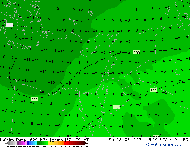 Z500/Rain (+SLP)/Z850 ECMWF dom 02.06.2024 18 UTC