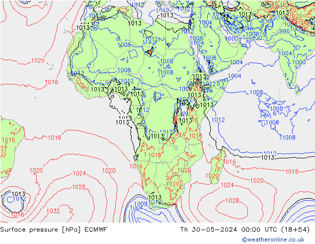 приземное давление ECMWF чт 30.05.2024 00 UTC